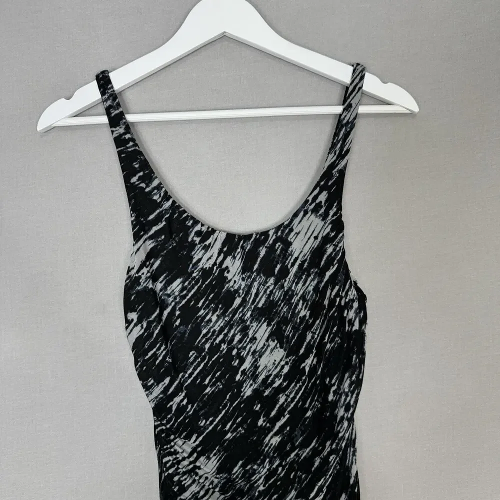 Theory‎ Womens Dress P Black Etta Storm Cloud Print Bodycon Ruched Mesh Y2K Goth